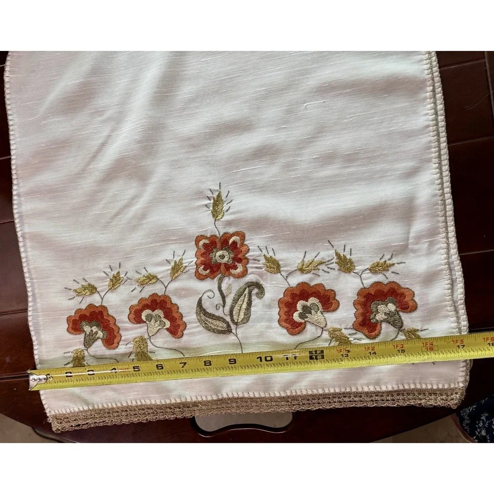 Vintage Greek  Hand-embroidered Table Runner  Floral Folk Art Fall Themed Flower